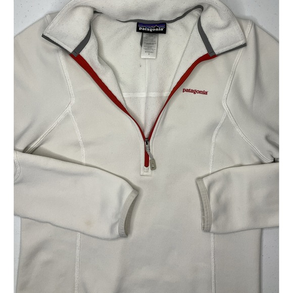 Patagonia Tops - Patagonia Pullover Polartec 1/4 Zip Layer Sweatshirt Ivory Red Mock Neck Women S